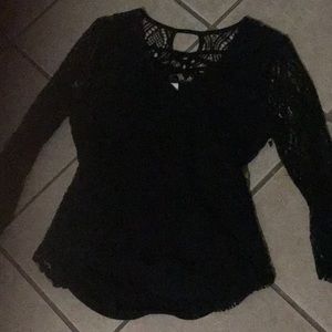 A black lace shirt